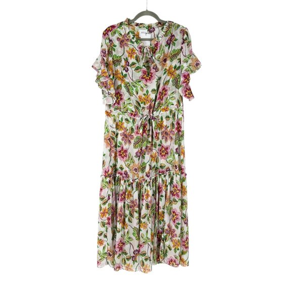 NWT Misa Los Angeles Ranjana Floral Cinch Waist Midi Dress - Picture 2 of 12